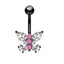 Geometric Zircon Butterfly Belly Ring 316 Stainless Steel Copper Inlay