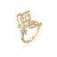 Fashion Geometric Butterfly Zircon Gold Plated Open Ring