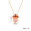 Gold Plated Heart Crown Pendant Necklace - Titanium Steel Pink Clavicle Chain