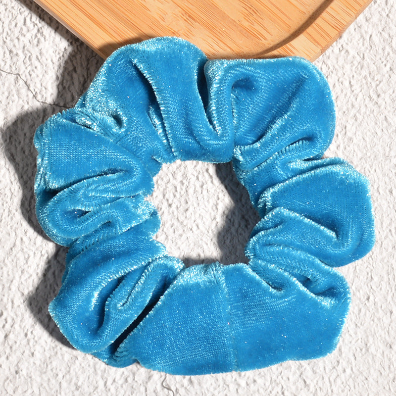 Retro Candy Color Gold Velvet Scrunchie Hair Tie