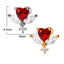 Heart Shape Stainless Steel Rhinestone Stud Earrings with Chain