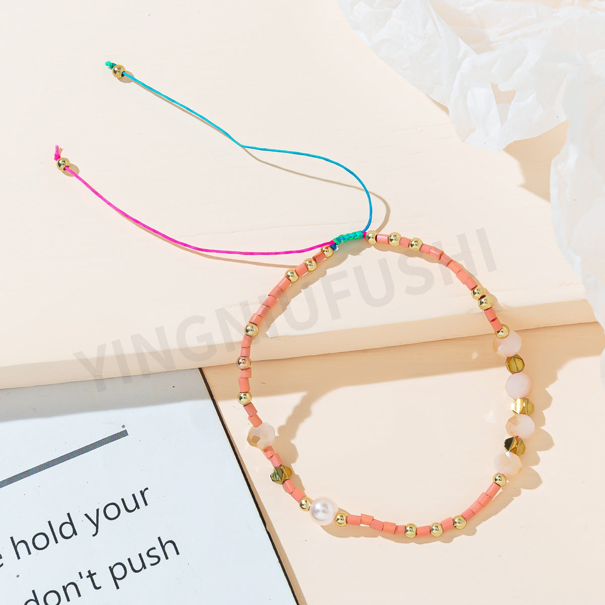 Casual Color Block Crystal Beaded Braided Women's Bracelet