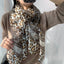 Women's Elegant Leopard Print Silk Wool Blend Scarf Shawl