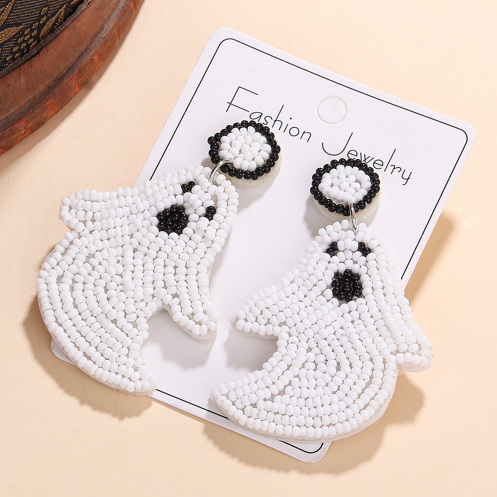 1 Pair Cute Pumpkin Letter Skull Beaded Drop Earrings