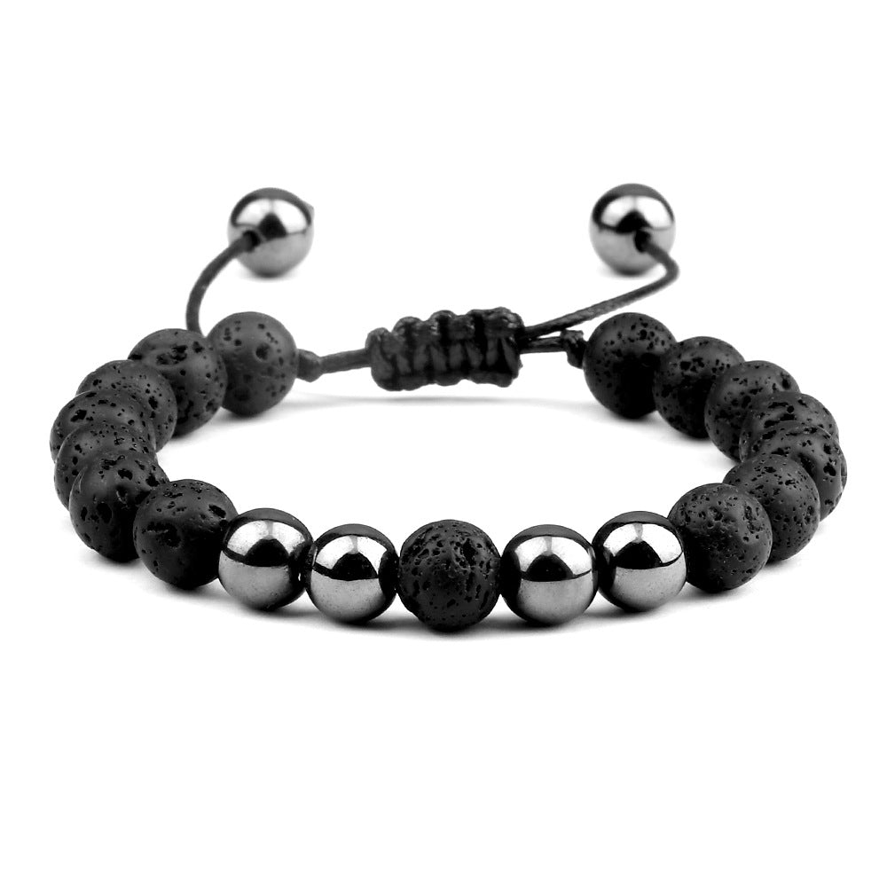 Casual Volcanic Rock Tiger Eye Beaded Bracelet with Adjustable Design