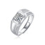 Simple Square Sterling Silver Moissanite Men's Ring