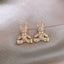 Cute Rabbit Alloy Inlay Rhinestone Stud Earrings with S925 Silver Needle