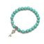 Retro Ethnic Geometric Turquoise Beaded Bracelet Set with Cross Charms