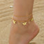 Simple Geometric Butterfly Crystal Women's Anklet