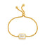 Elegant Stainless Steel English Letter Shell Bracelet - Adjustable Gold Square Design for Women