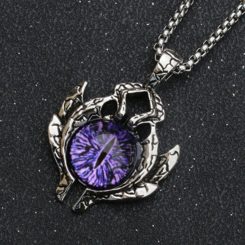 Fashion Devil's Eye Retro Punk Spaceship Blue Eyes Stainless Steel Pendant Necklace