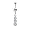 Retro Butterfly Crown Zircon Inlay Stainless Steel Belly Ring