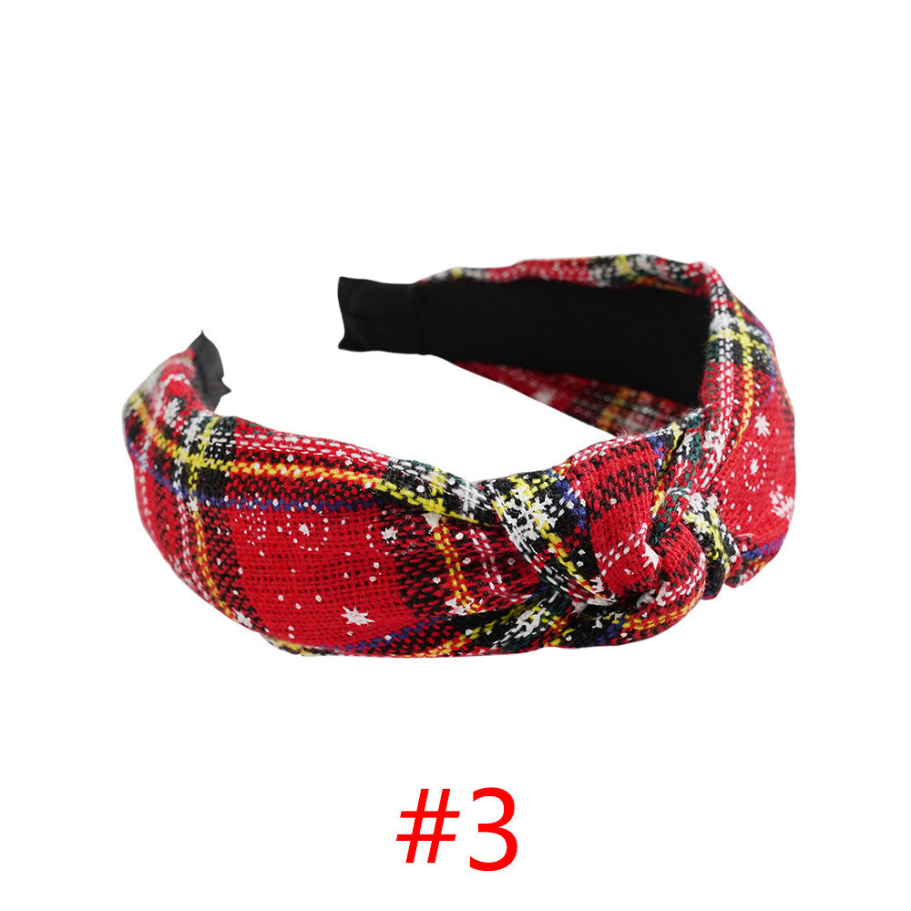 Fashion Plaid Snowflake Christmas Hair Band for Women