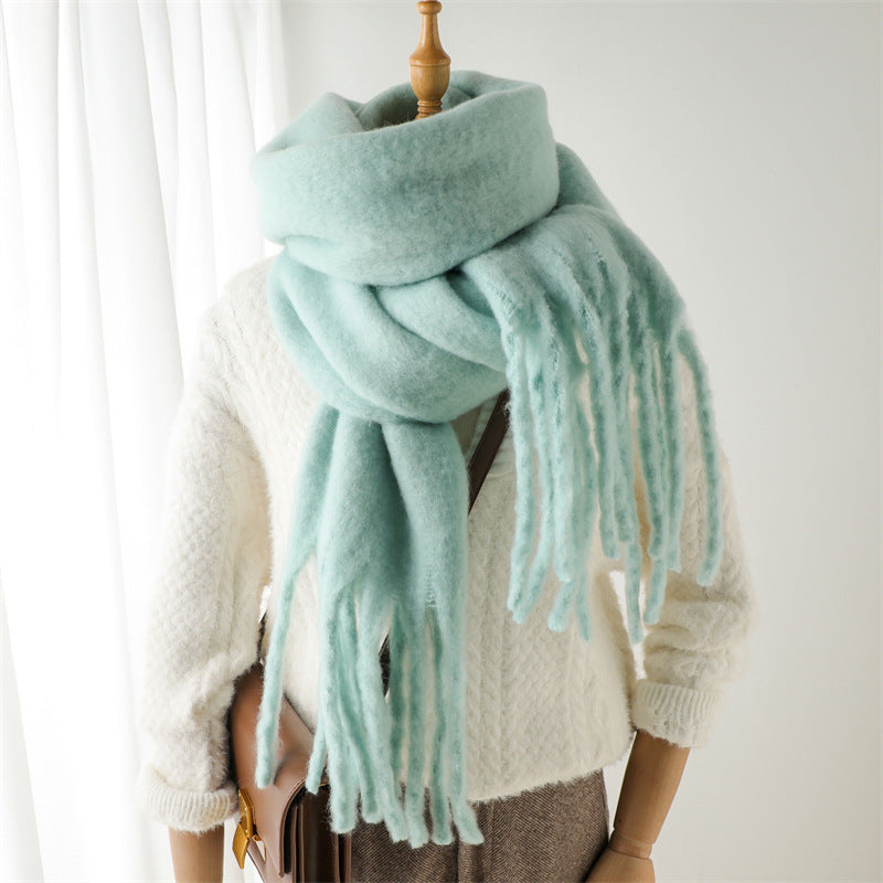 Mohair Scarf Unisex Winter Warm Long Fringe Shawl