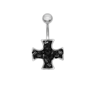 1 Piece Classic Cross Belly Ring 316 Stainless Steel White Gold Plated