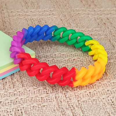 Casual Color Block Silicone Braided Wristband Fashion Bracelet