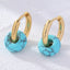 Retro Round Plating Stainless Steel Natural Stone Hoop Earrings