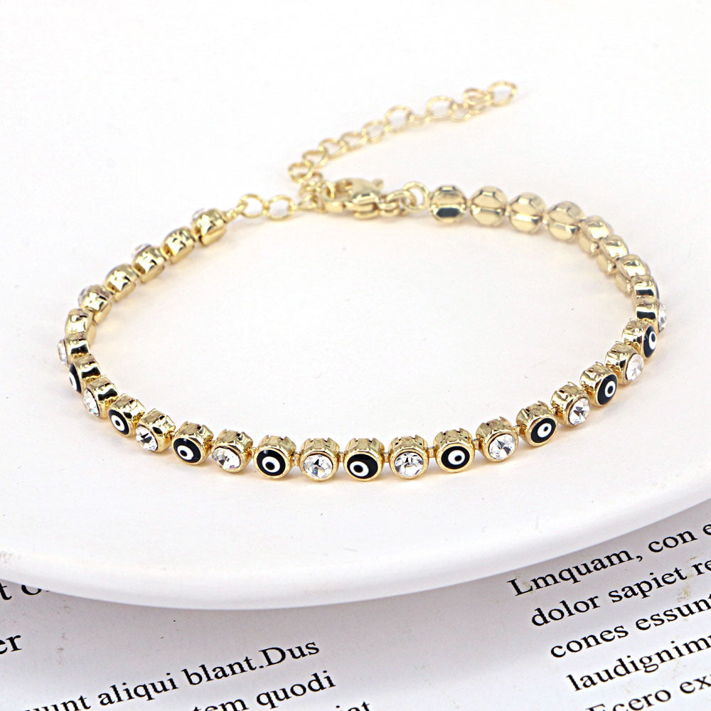 European Fashion Copper Chain Zircon Evil Eye Bracelet