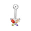 Retro Heart & Butterfly Zircon Stainless Steel Belly Ring