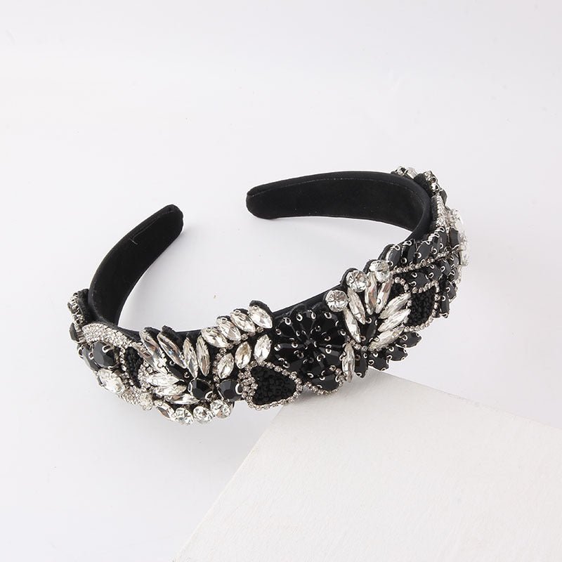 Baroque Flower Rhinestone Geometric Hairband for Women