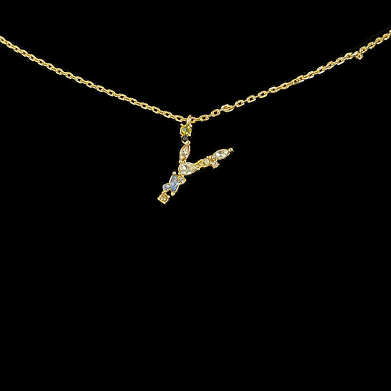 Simple Style 18k Gold Zircon Letter Pendant Necklace