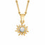 Casual Retro Round Sun Stainless Steel Plating Inlay Opal 18K Gold Plated Pendant Necklace