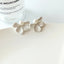 Korean Petal Pearl Stud Earrings - S925 Silver Needle Flower Design