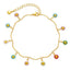 18k Gold-plated Hand-painted Colorful Daisy Anklet with Adjustable Extension Chain