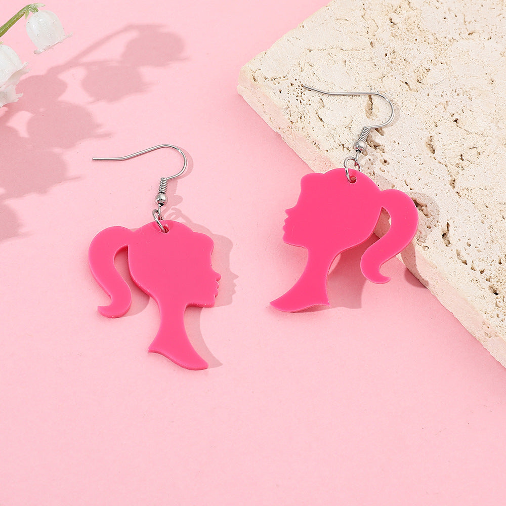 Acrylic Barbie Letter Drop Earrings for Women