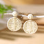 Bohemian Rattan Circle Braid Straw Drop Earrings for Vacation