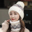 Women's Cozy Knit Wool Cap with Ear and Neck Warmer for Winter