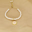 18K Gold Plated Adjustable Letter Pendant Imitation Pearl Bracelet