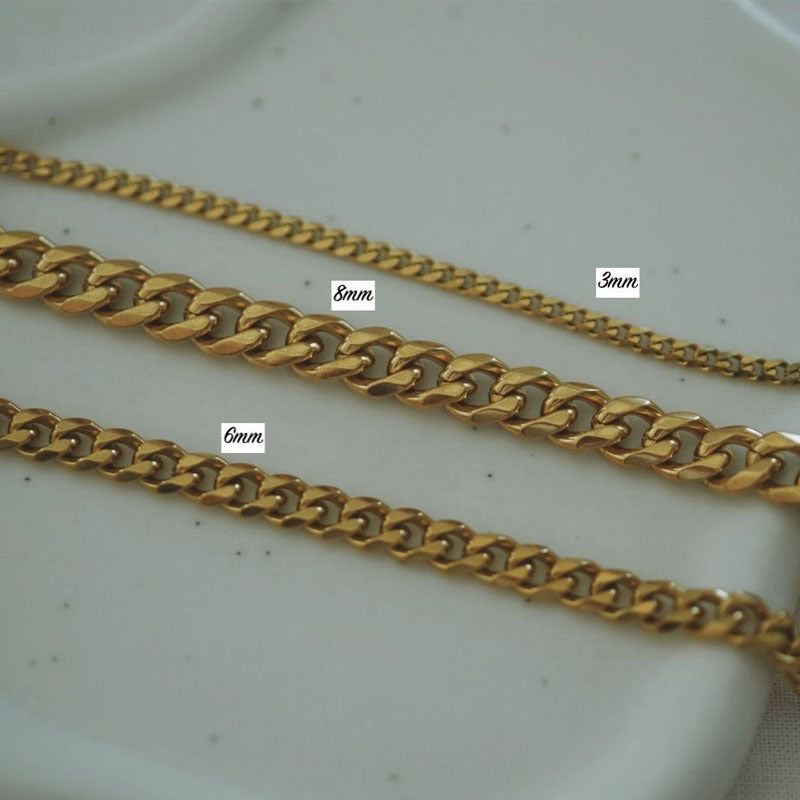 Minimalist 18k Gold Plated Stainless Steel Figaro Box Chain Anklet