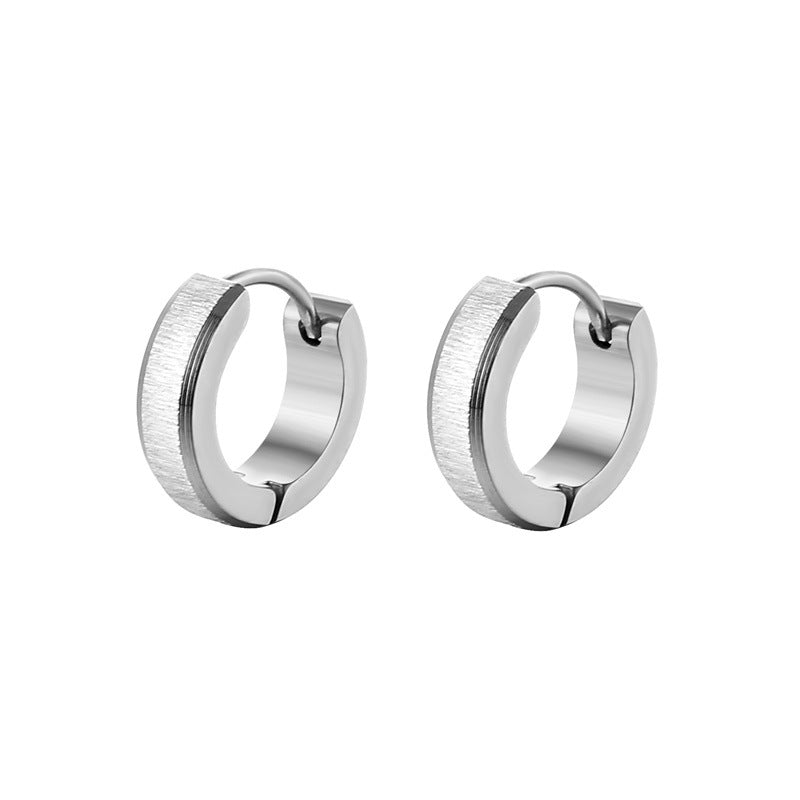 Simple Titanium Steel Plated Hoop Earrings for Men