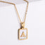 18k Gold Plated Stainless Steel Square Pendant White Shell Initial Necklace