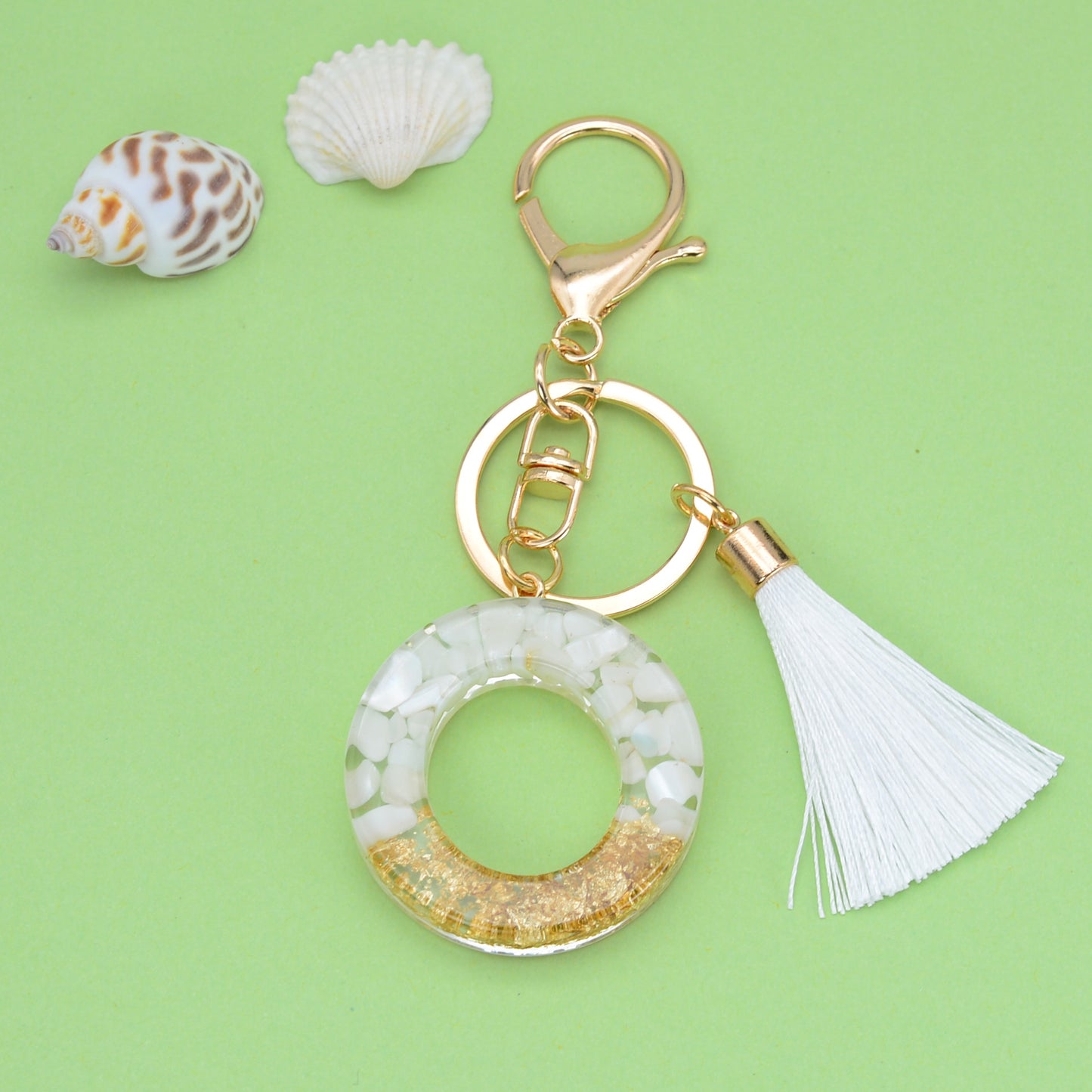 Fashion Letter Tassel Alloy Epoxy Crystal Keychain Pendant