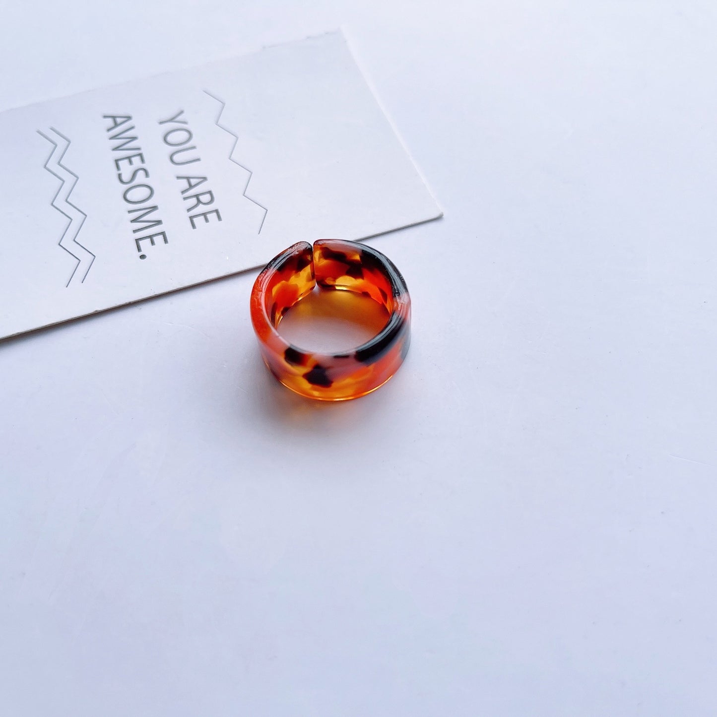 Fashion Adjustable Open Acrylic Acetate Marble Pattern Ring Set