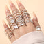 Vintage Punk Butterfly Leaf Heart Gold Plated Ring Set - 24 Pieces