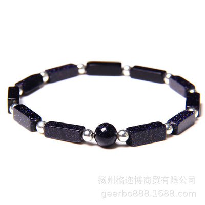 Fashion Crystal Tiger Eye Beaded Bracelet with Stainless Steel Spacer