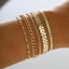 Geometric Alloy Snake Bone Chain Bracelet Set - 5 Piece Multi-Layer Diamond Design for Women