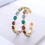 Retro Semicircle Zinc Alloy Hollow Out Studs & Colorful Glass Rhinestone Hoop Earrings