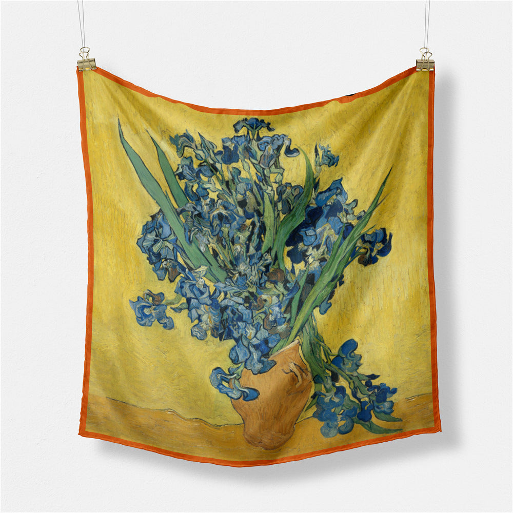 Van Gogh Sunflower Twill Silk Square Scarf