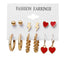 Retro Round Tassel Heart Shape Alloy Earrings Set - 5 Pairs