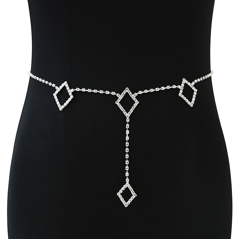 Simple Heart Shape Rhinestone Alloy Women's Chain Belt