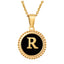 Fashion Round Letter Stainless Steel Pendant Necklace Enamel Gold Plated Stainless Steel Necklaces
