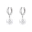 1 Pair Elegant Round Inlay Copper Pearl Zircon 18K Gold Plated Drop Earrings