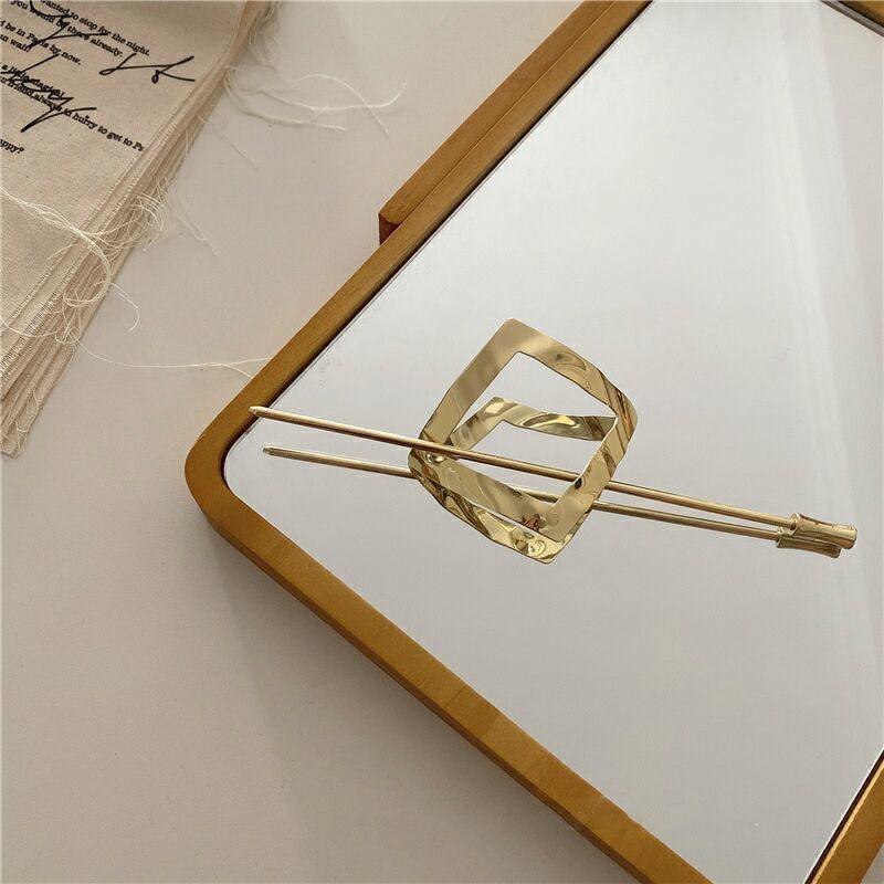 Minimalist Geometric Metal Hairpin - Solid Color Alloy Plating