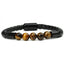 Retro Geometric Tiger Eye Stone Beaded Leather Bracelet