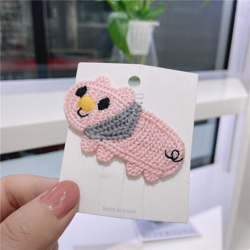 Children's Cartoon Animal Knit Hair Clips - Cute Woolen BB Hairpins