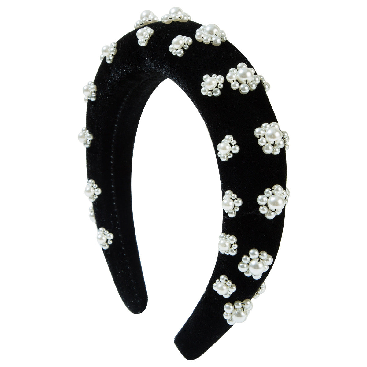 Women's Fashionable Pearl Beaded Flannel Headband